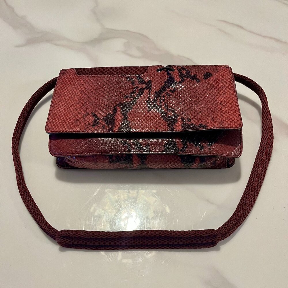 MIU MIU Python Snakeskin Mini Shoulder Bag Burgundy - Picture 7 of 16